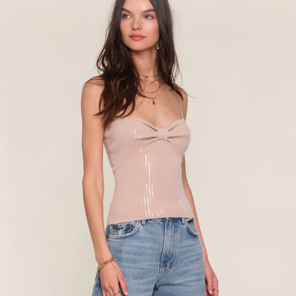Heartloom Beige (Oyster) Knit Camisole with Sequin Accent